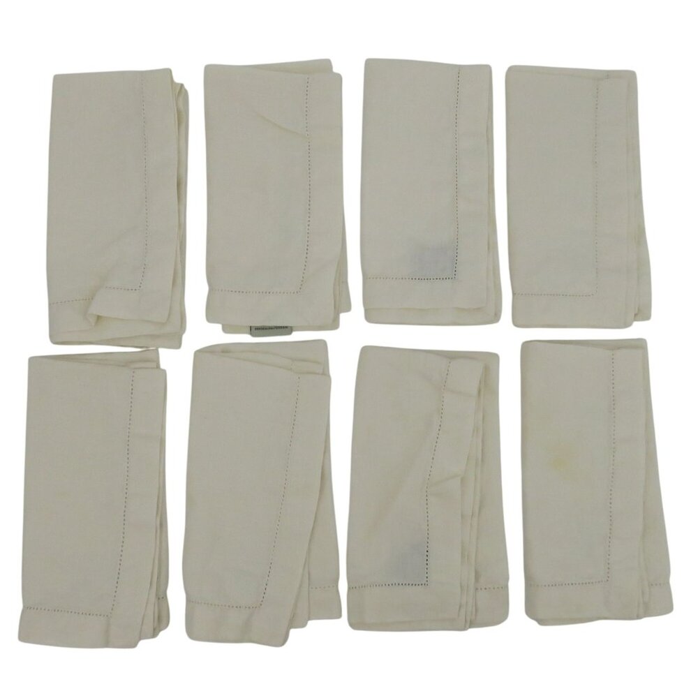 Pottery Barn Set of 8 Solid Beige Off White All Linen 20x20in Fabric Napkins